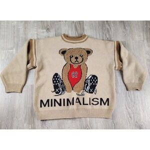 Teddy Bear Sweater Minimalism Sport Knit Brown Thick NO SIZE or MATERIAL TAG